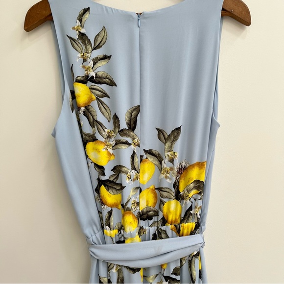WHBM Blue Sleeveless Lemon Print Tea Midi Dress High Low Hem XL - Picture 9 of 16